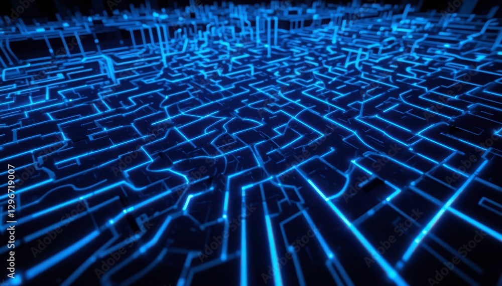 Glowing Blue Circuit Board Tech Background - Futuristic technology Glowing Blue Circuit Board Tech Background - Futuristic technology
