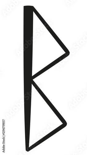 Scandinavian runes Berkana symbol in black.