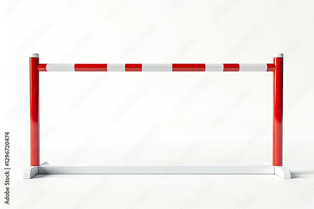 Obraz premium A red and white barrier, often used to indicate restricted access or construction zones. isolated on white background