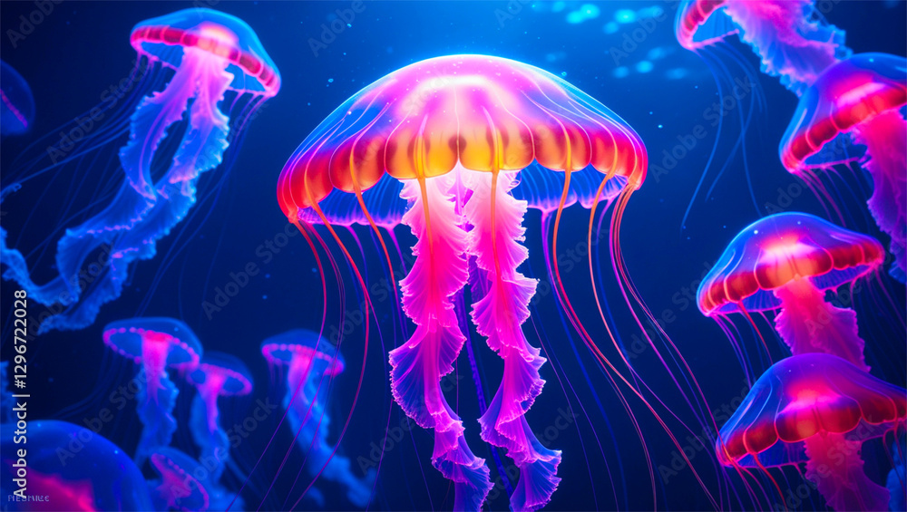 Colorful glowing jellyfish Colorful glowing jellyfish