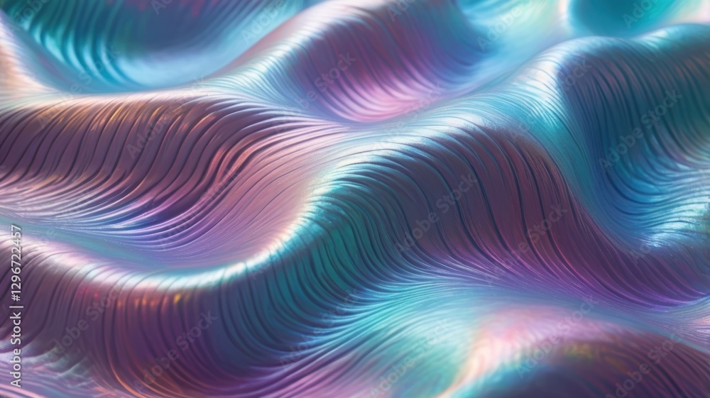Obraz premium Abstract iridescent texture flowing waves vibrant holographic pattern digital art background