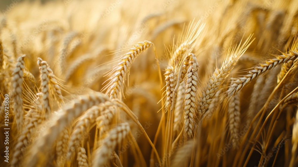 Golden Wheat Field Close-Up in Soft Natural Light at Sunset Golden Wheat Field Close-Up in Soft Natural Light at Sunset