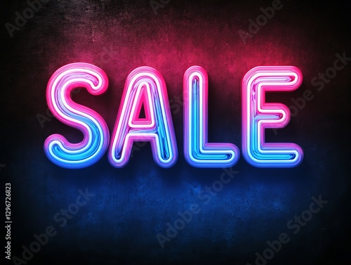 Neon Sale Sign on Dark Background