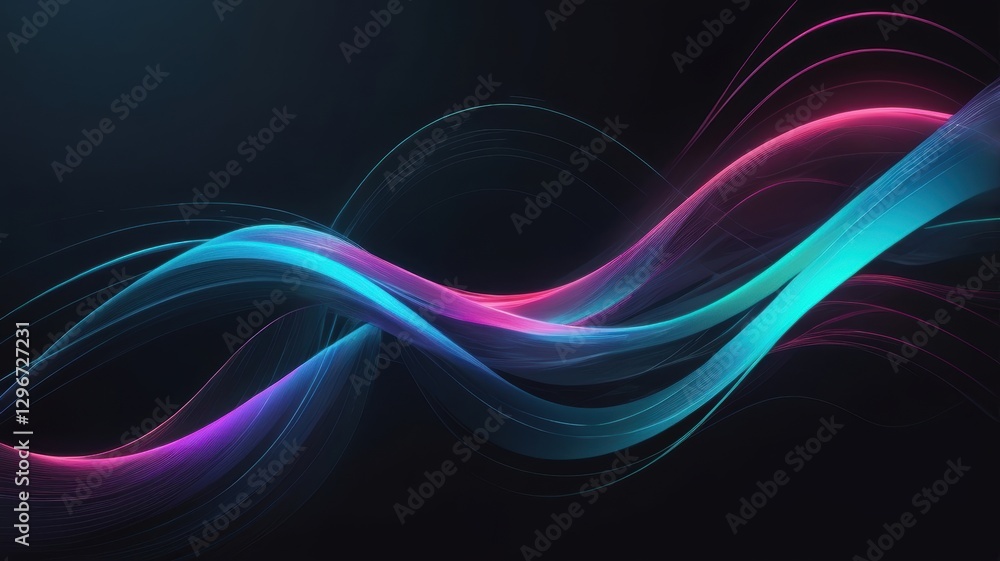 Obraz premium Abstract Neon Blue and Pink Wave Lines Dynamic Swirling Energy Futuristic Background Design