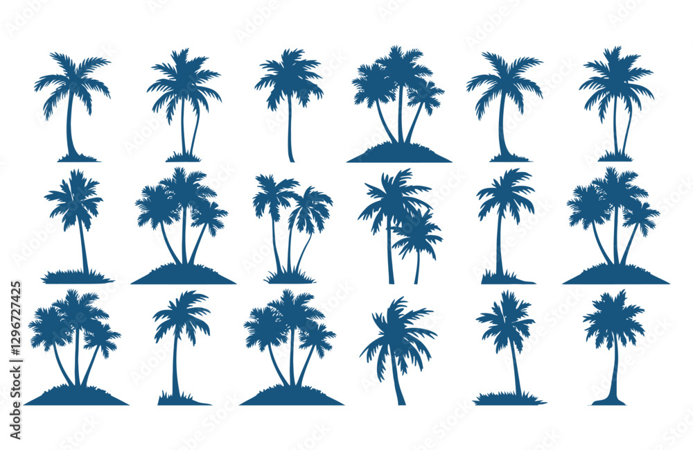 Obraz premium Minimalist Summer Palm Tree Vector Logo Icon in Silhouette Style