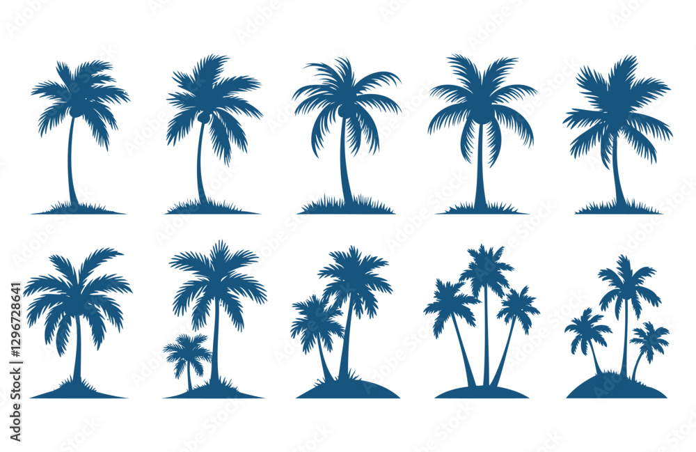 Obraz premium Minimalist Summer Palm Tree Vector Logo Icon in Silhouette Style