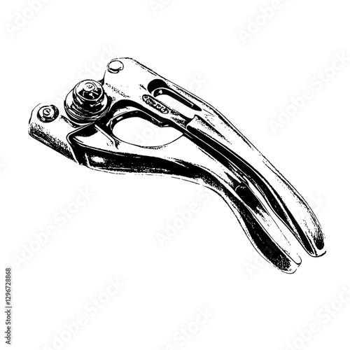 Hand drawn vector illustration sketch of a classic hole puncher with detailed metallic design