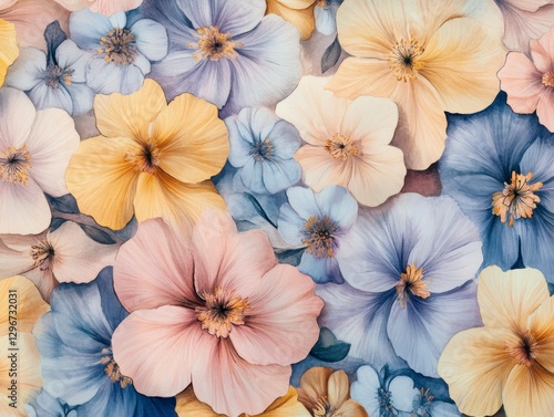 Wallpaper Mural Vibrant Floral Pattern with Soft Pastel Colors and Detailed Petals Torontodigital.ca