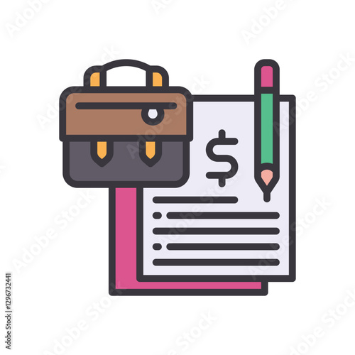 working contract filled color icon. Vibrant vector icon for websites, mobile apps, presentations, and logo design. Fully scalable and easy to customize.