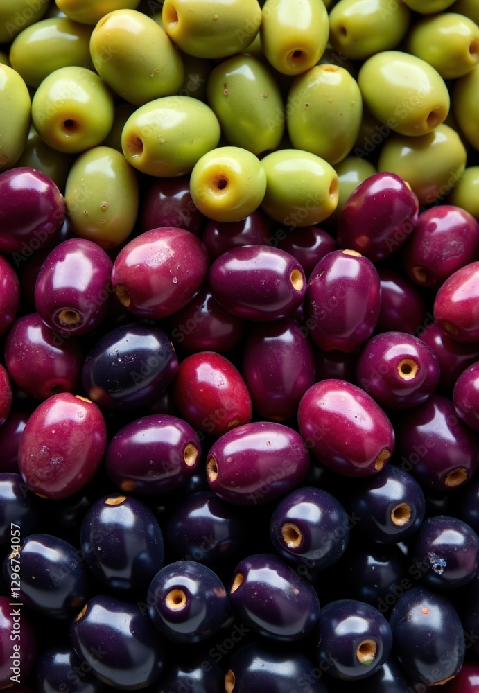 Three Layers of Green, Red-Purple, and Dark Purple Fruits Three Layers of Green, Red-Purple, and Dark Purple Fruits