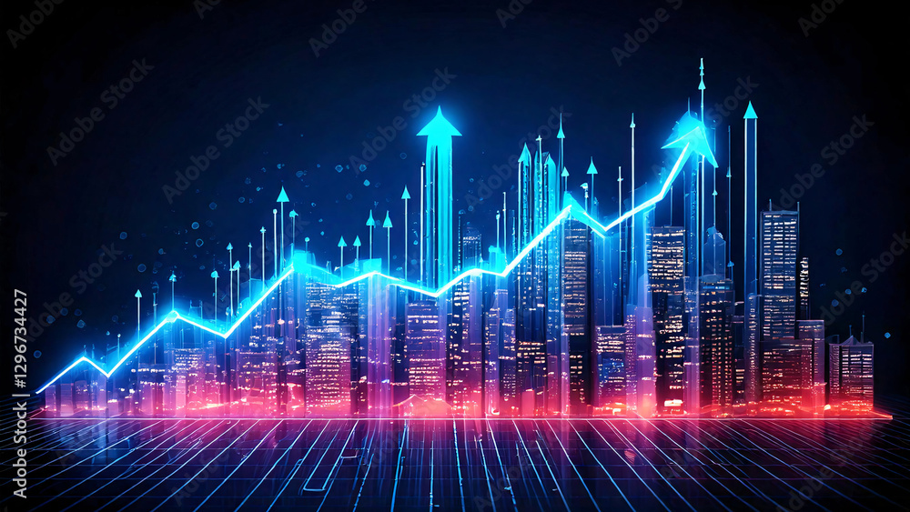Futuristic Financial Growth and Data Analytics Concept Futuristic Financial Growth and Data Analytics Concept