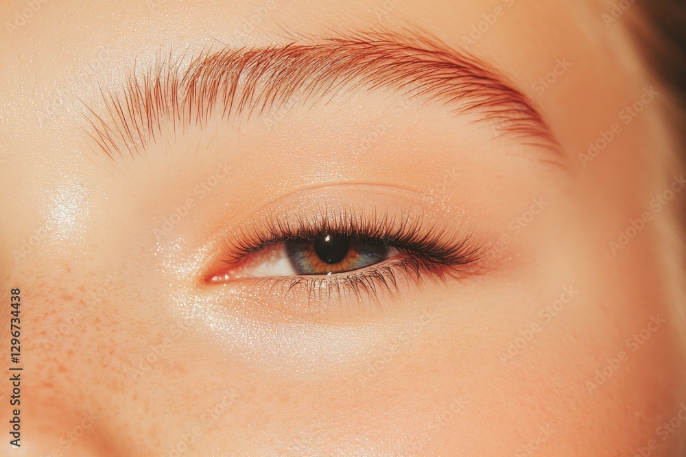 Obraz premium Close-up of captivating eye, showcasing detailed lashes and natu