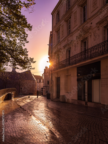 Street view of old village Poitiers in France
