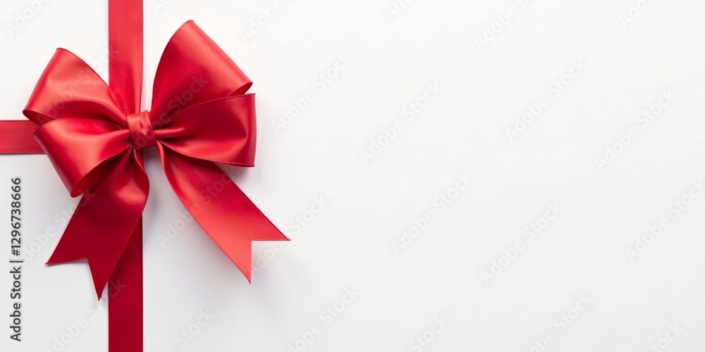A vibrant red satin ribbon tied in a classic bow, elegantly positioned on a pristine white background, offering a clean and festive design element for various applications. A vibrant red satin ribbon tied in a classic bow, elegantly positioned on a pristine white background, offering a clean and festive design element for various applications.