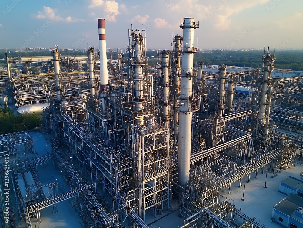 Aerial view of oil refinery complex Aerial view of oil refinery complex