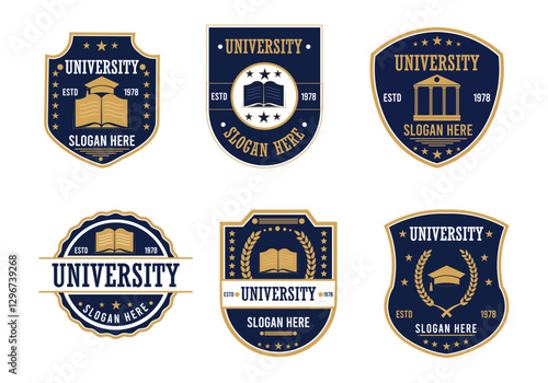 University Badge Set with Classic and Modern Designs, Collection of University Badges