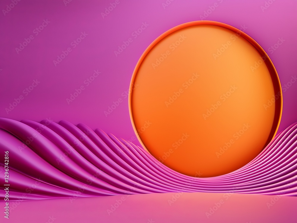 Obraz premium Abstract Orange Circle in Pink Wave Background