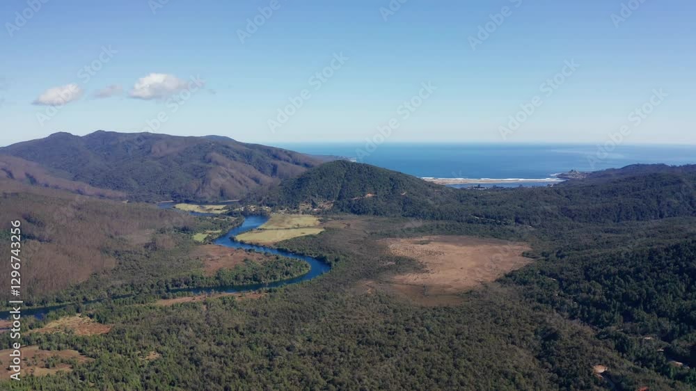 Meandering River Flowing into the Ocean Meandering River Flowing into the Ocean