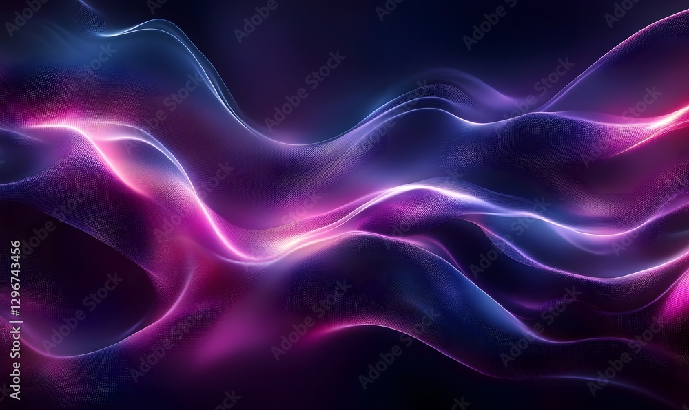Abstract flowing digital waves with vibrant purple and blue light effects Abstract flowing digital waves with vibrant purple and blue light effects