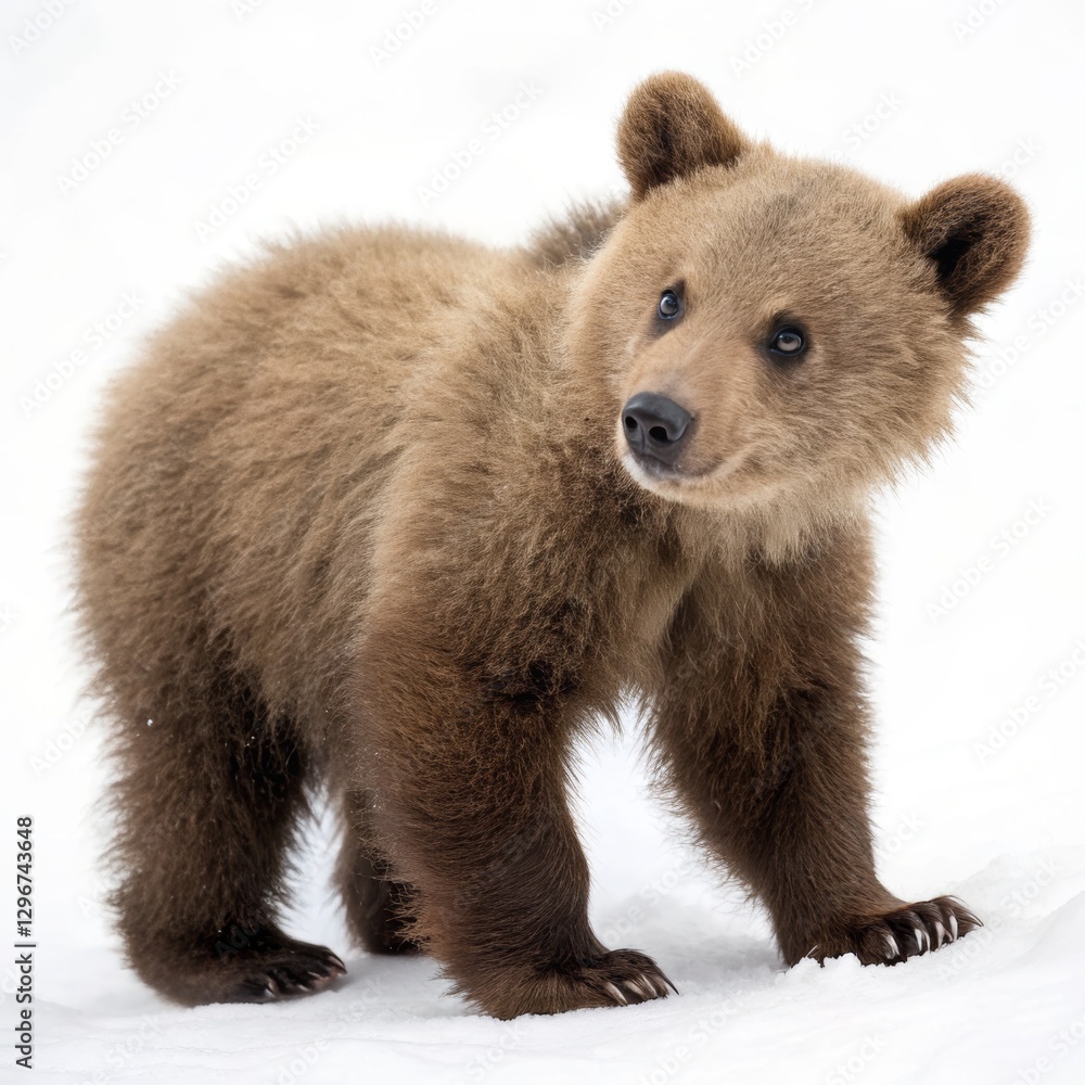 Obraz premium baby brown bear photo, white background