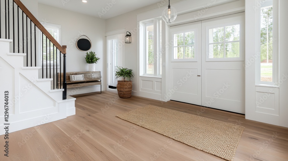Fototapeta premium Bright and Airy Modern Entryway with Stylish Decor and Natural Light