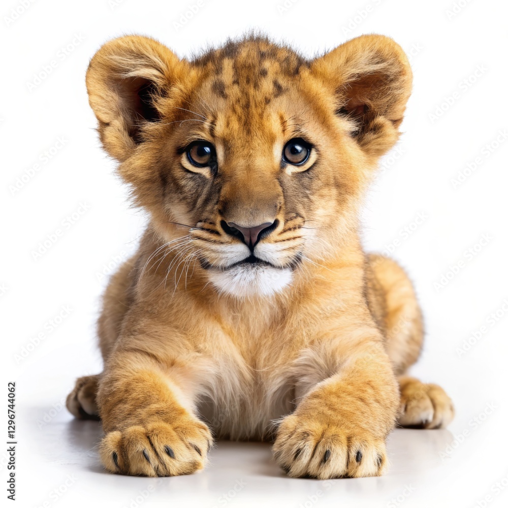 baby lion photo, white background baby lion photo, white background