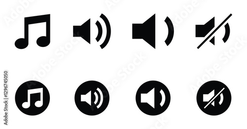 Set of Audio Control Icons for Digital Devices