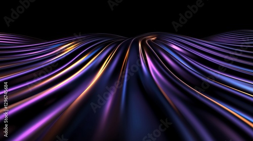 Abstract Purple and Gold Draped Fabric Waves
