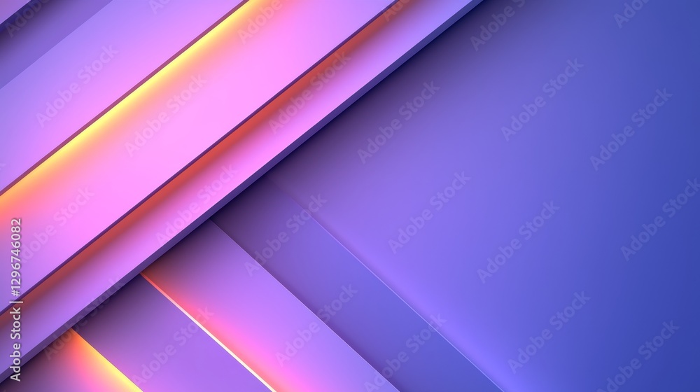 Fototapeta premium Abstract Purple Geometric Background with Glowing Lines