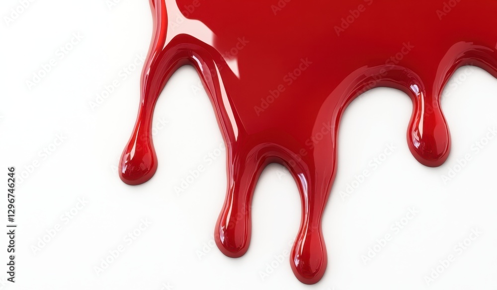 Red Liquid Dripping Smoothly on a White Background Isolated Red Liquid Dripping Smoothly on a White Background Isolated
