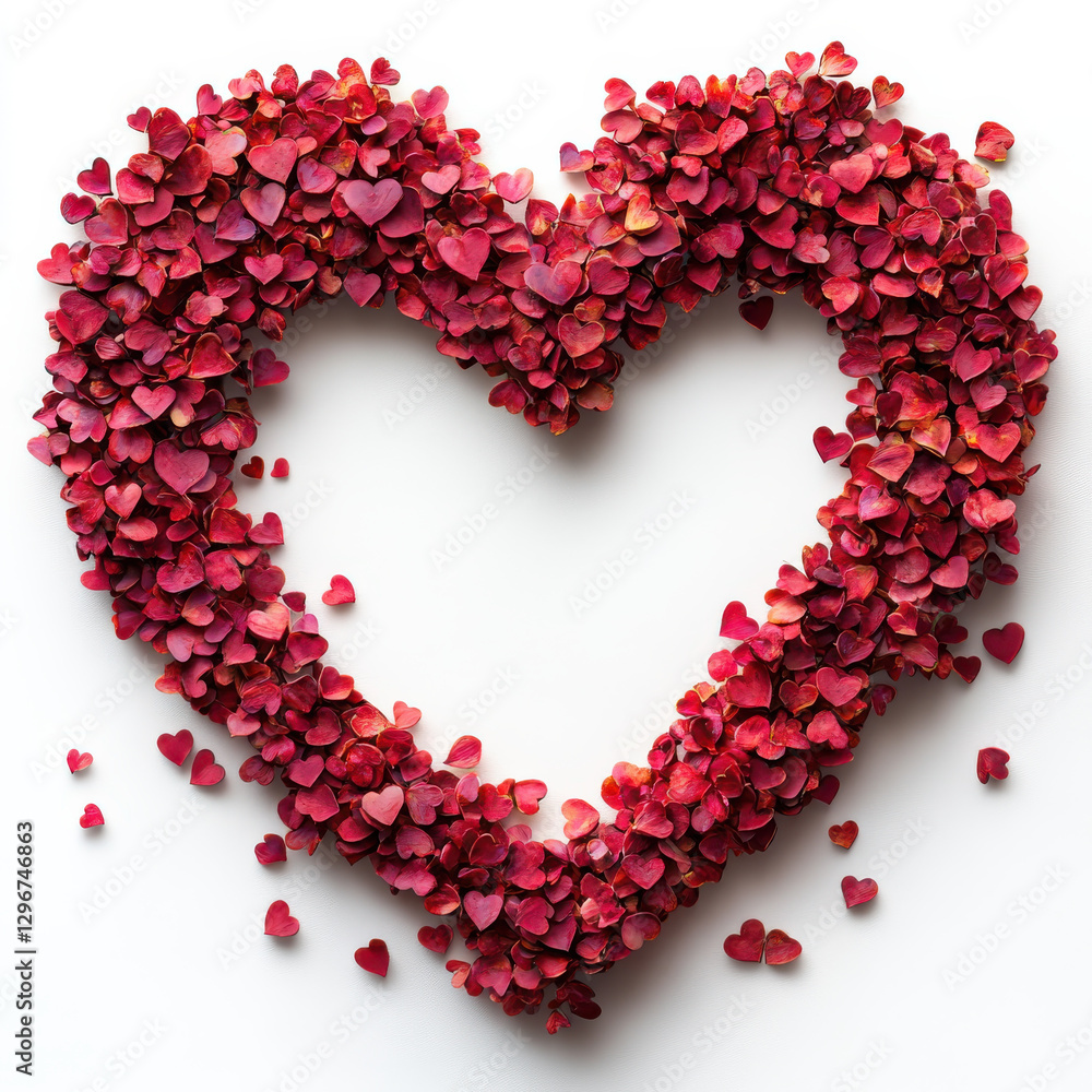 Obraz premium heart shape made of red rose petals, symbolizing love and romance. Perfect for Valentine Day or wedding themes