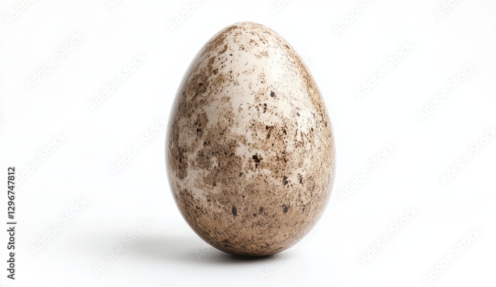 Unique Speckled Egg on White Background Ideal for Natural Concepts Unique Speckled Egg on White Background Ideal for Natural Concepts