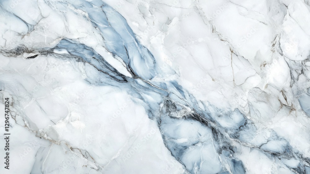 Obraz premium Crisp white marble with icy blue veins, modern and fresh aesthetic