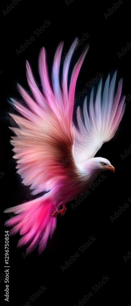 A vibrant, stylized image of a bird in flight, featuring a blend of pink and blue hues against a dark background. A vibrant, stylized image of a bird in flight, featuring a blend of pink and blue hues against a dark background.