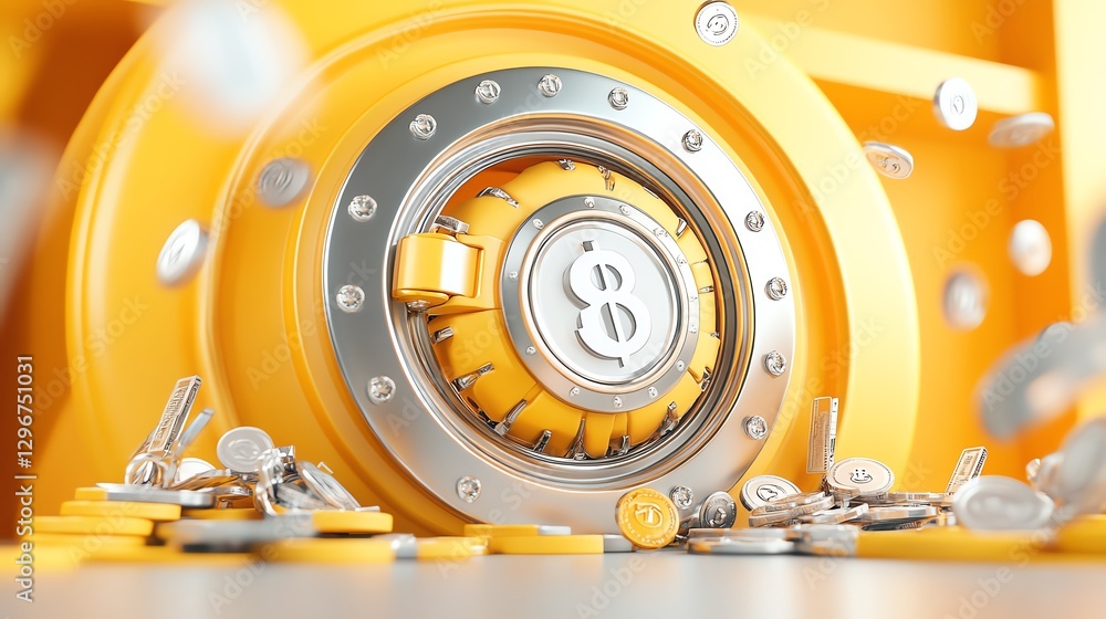 Fototapeta premium Secure financial technology, data protection in banking, 3D illustration