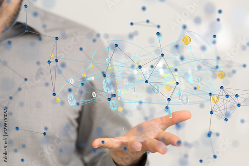 network holding in hand 3d ...