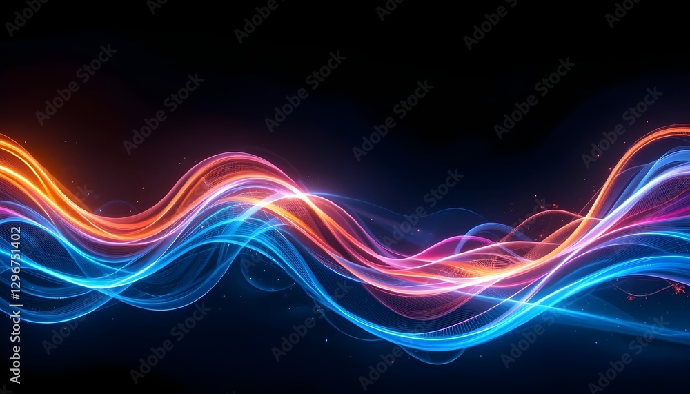 Naklejka premium Luminous waves flow in an abstract design