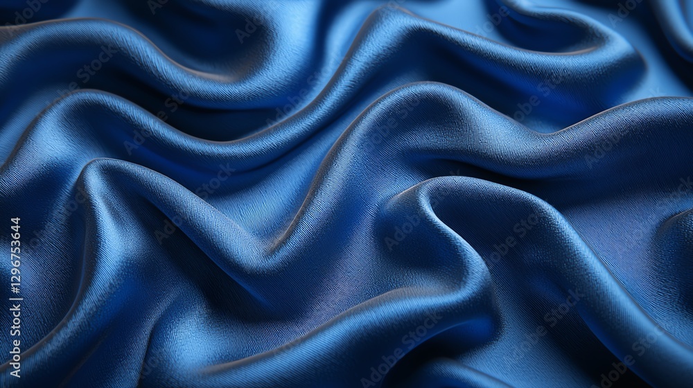 Luxurious blue satin fabric with elegant draping and soft texture. Luxurious blue satin fabric with elegant draping and soft texture.