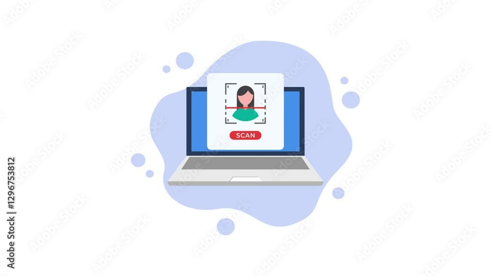 4k animation of Facial Recognition Technology Interface on a Laptop Screen 4k animation of Facial Recognition Technology Interface on a Laptop Screen
