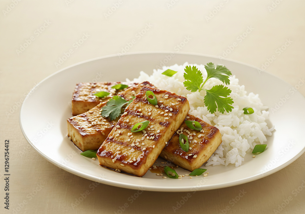 Sesame-Crusted Tofu with Cilantro and Rice. Sesame-Crusted Tofu with Cilantro and Rice.