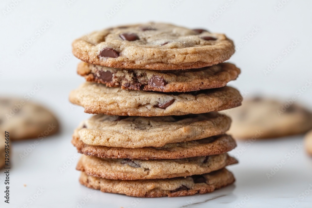 stack of chocolate chip cookies on a white background stack of chocolate chip cookies on a white background