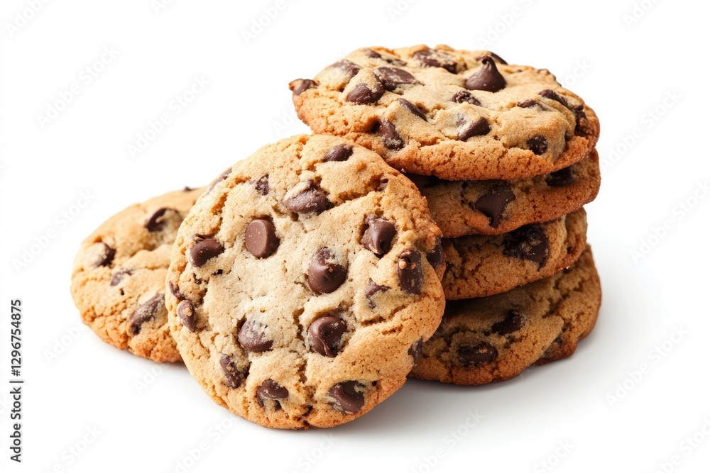 stack of chocolate chip cookies on a white background stack of chocolate chip cookies on a white background
