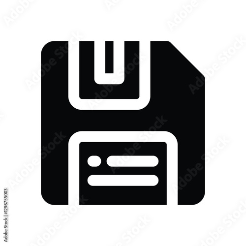 floppy disk glyph icon. Strong and solid vector icon for websites, mobile interfaces, presentations, and visual branding. High quality and easy to edit.