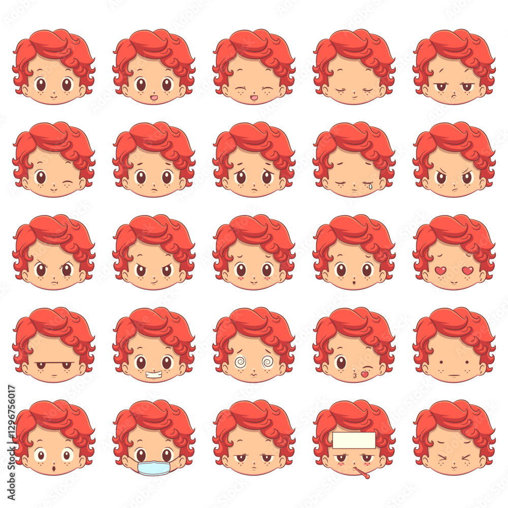 Kid face expressions, set collection, vector illustration Kid face expressions, set collection, vector illustration