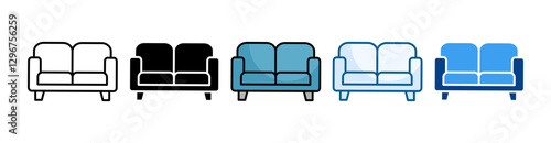 Sofa Icon Set Multiple Style Collection