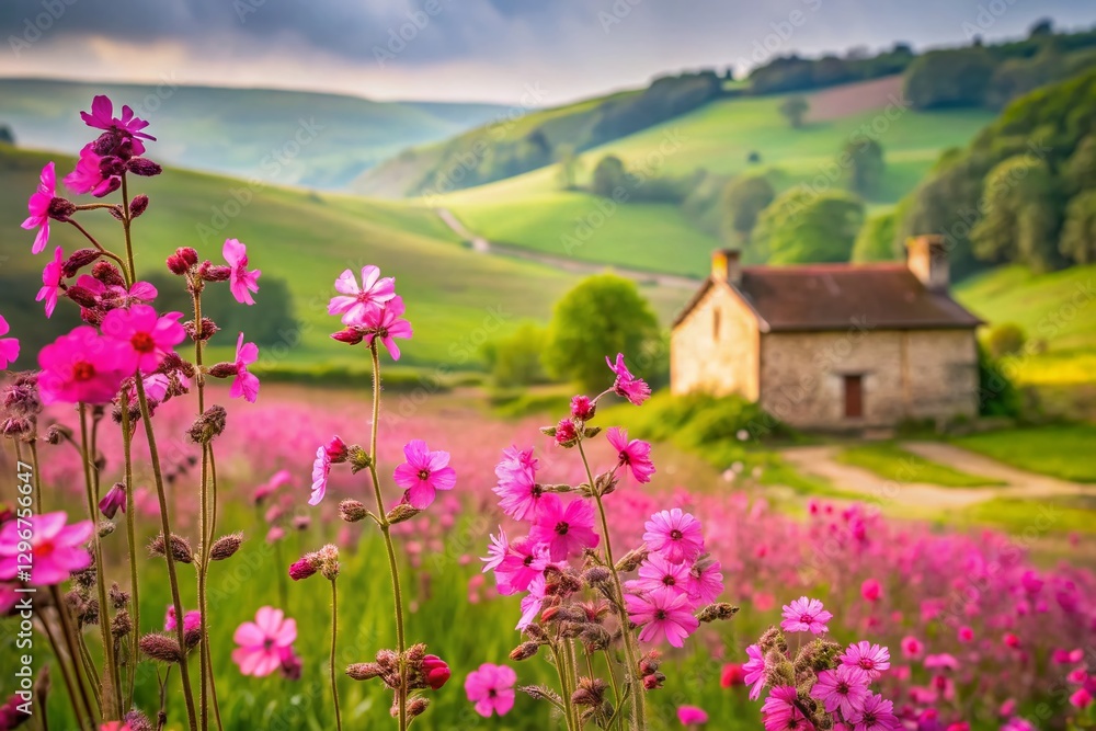 Red Campion Double Exposure: British Countryside Bloom Red Campion Double Exposure: British Countryside Bloom