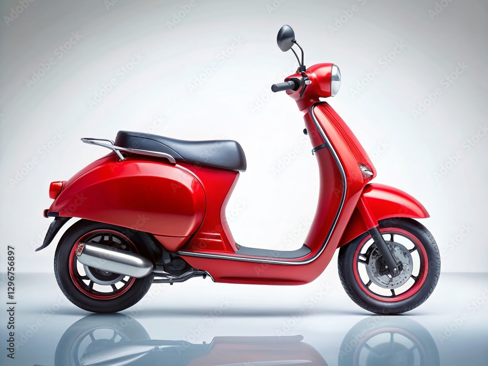 Red Electric Moped Isolated on White Background - Clean Studio Shot for Advertising Red Electric Moped Isolated on White Background - Clean Studio Shot for Advertising