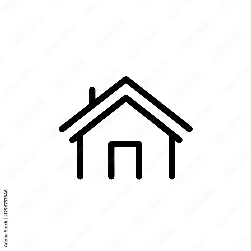 simple black house icon with triangular roof and chimney on transparency background. design is minimalistic and clear, representing home or building.house icon on transparency background simple black house icon with triangular roof and chimney on transparency background. design is minimalistic and clear, representing home or building.house icon on transparency background