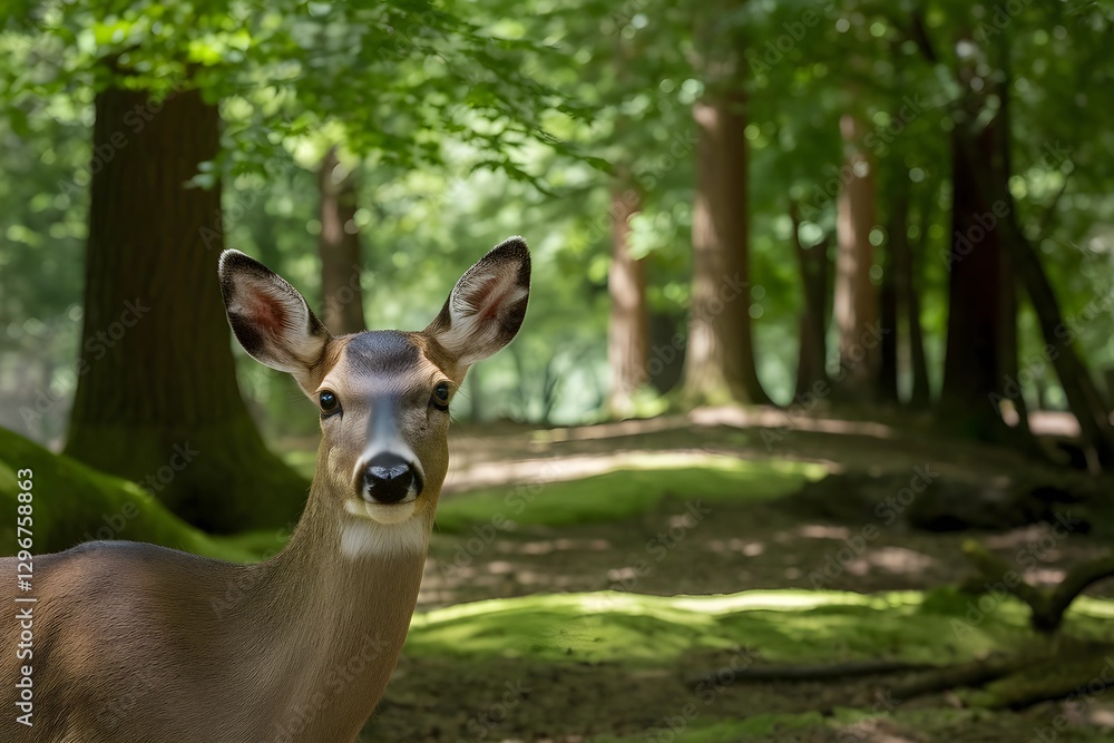 Fototapeta premium Fawning Deer Gazing into the Forest