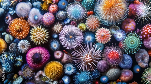 Vibrant Variety of Colorful Sea Urchins and Coral Reefs